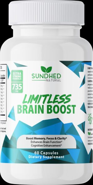 Sundhed Natural cápsulas Limitless Brain Boost envase frontal