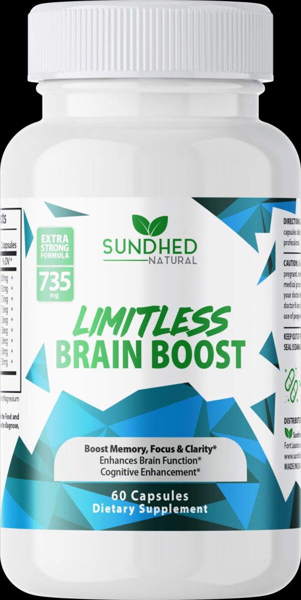 Sundhed Natural cápsulas Limitless Brain Boost envase frontal