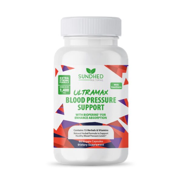 Version 1.0.0 Sundhed Natural UltraMax cápsulas para presión arterial botella frontal
