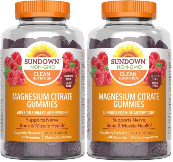 Frasco frontal de Sundown gomitas de citrato de magnesio