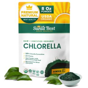Sunlit Best polvo de chlorella orgánico 8 onzas paquete