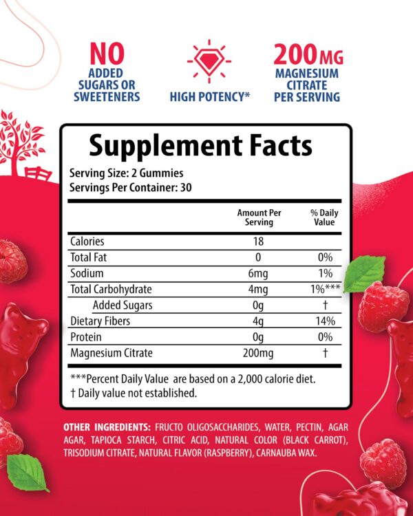Gomitas de magnesio frambuesa en envase