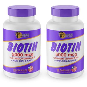 Version 1.0.0 Sunshine Naturals biotina suplemento para fuerte cabello piel uñas