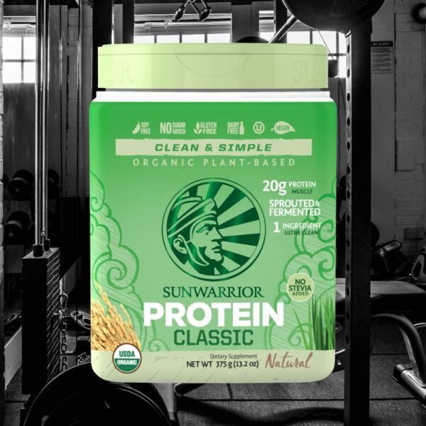 Etiqueta Sunwarrior proteina arroz integral