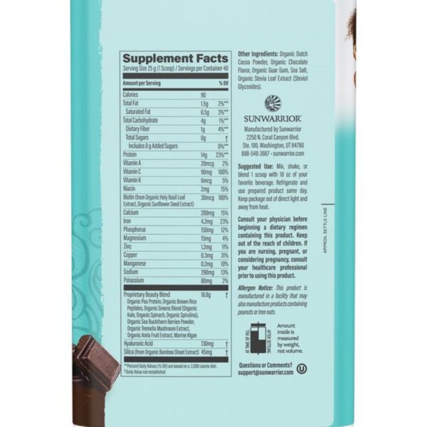 Frasco de colágeno vegano Sunwarrior chocolate