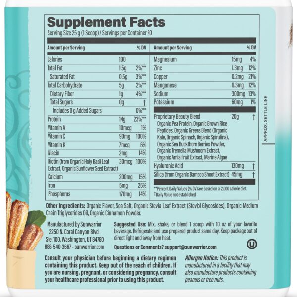 Version 1.0.0 Detalle de sabor churro y porciones Sunwarrior