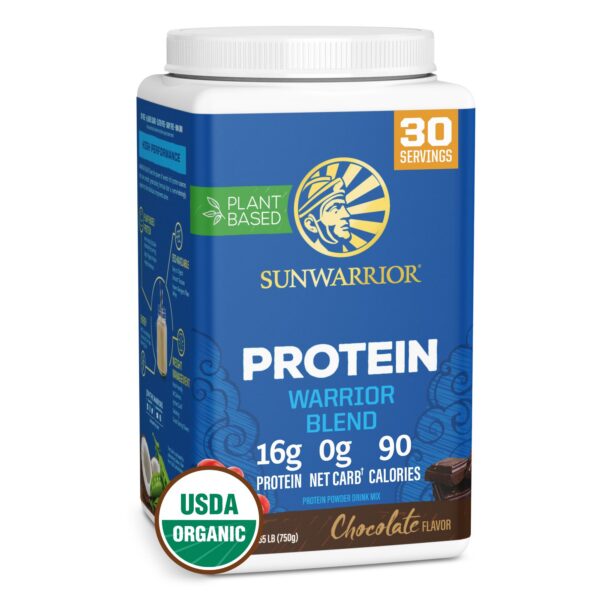 Frente de Sunwarrior WarriorBlend proteína vegana chocolate