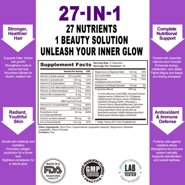 Etiqueta con biotina 5000 mcg