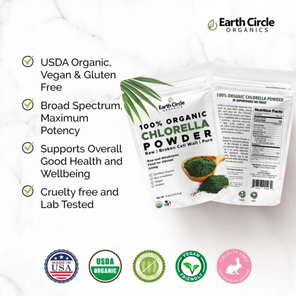 Version 1.0.0 Súper alimento orgánico Earth Circle Organics en envase