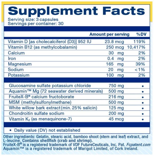 Version 1.0.0 Etiqueta de SUPER JOINT SUPPORT con lista de ingredientes