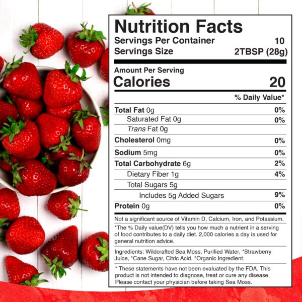 Superalimento Gel de Seamoss con Sabor Fresa