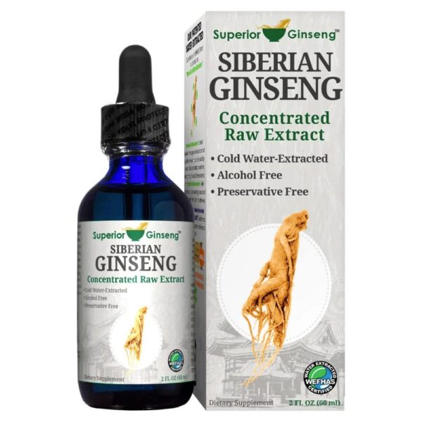 Version 1.0.0 Superior Ginseng extracto raíz ginseng siberiano orgánico botella