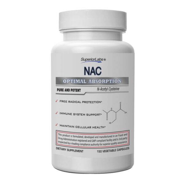 Frasco NAC Superior Labs 1200 mg etiqueta