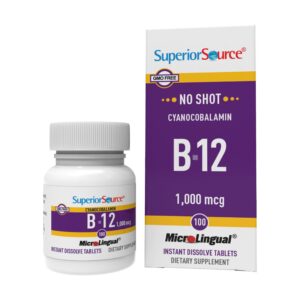 Version 1.0.0 Superior Source No Shot B12 disoluble etiqueta