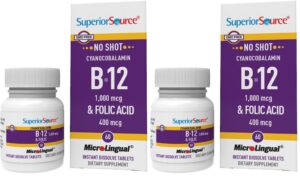 Superior Source No Shot B-12 frente al envase