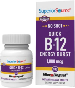 Superior Source NO Shot vitamina B-12 energía rápida 100 tabletas MicroLingual