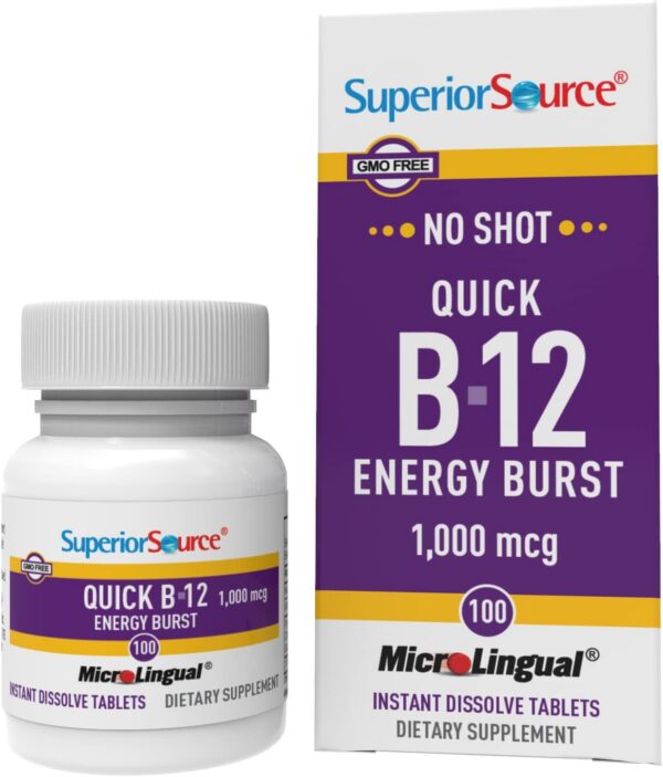 Superior Source NO Shot vitamina B-12 energía rápida 100 tabletas MicroLingual
