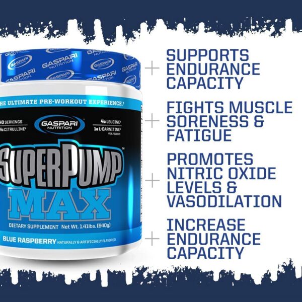 SuperPump Max suplemento energía gimnasio sabor frambuesa azul