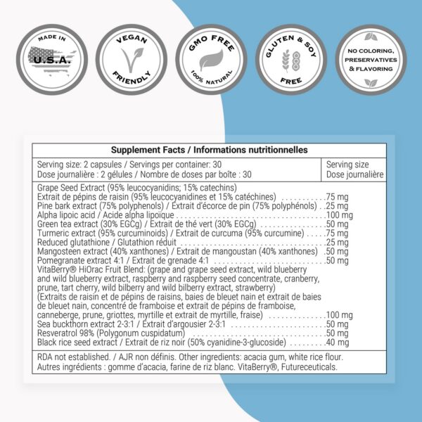 Frasco de 60 cápsulas vegetarianas