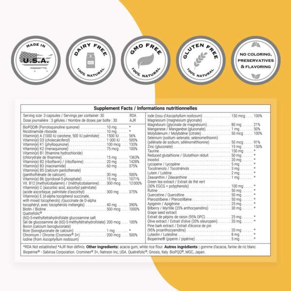 Version 1.0.0 Vista superior del suplemento Supersmart Daily3 + BioPQQ