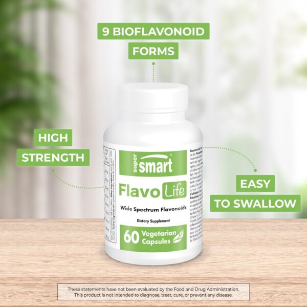 Etiqueta de ingredientes flavonoides en el frasco