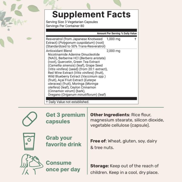 Suplemento 11 en 1 con resveratrol y mezcla antioxidante