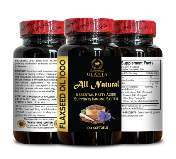 Suplemento Omega 3 y 6 de aceite de linaza pura en softgels