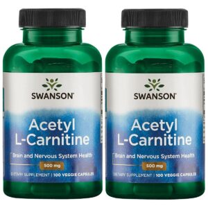 Suplemento Acetil-L-Carnitina Swanson en frasco con 100 cápsulas vegetales