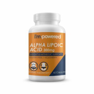 Suplemento de Ácido Alfa Lipoico I'm Powered 300mg en envase