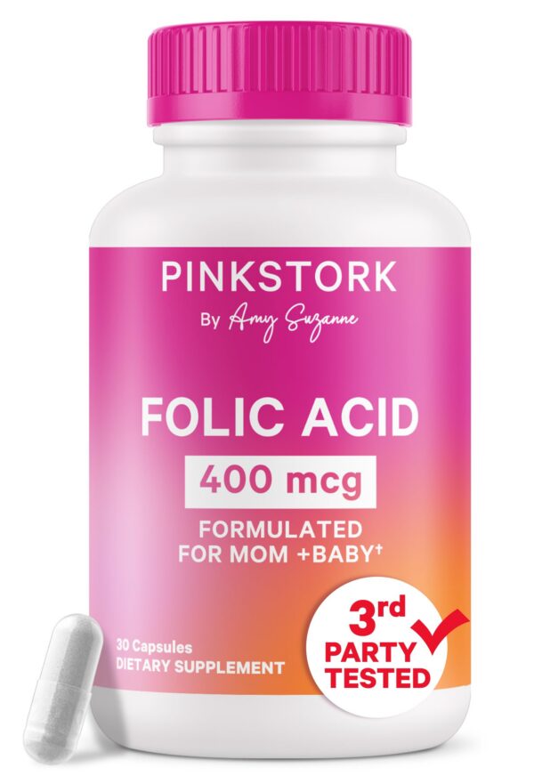 Suplemento ácido-fólico Pink Stork botella 30 cápsulas