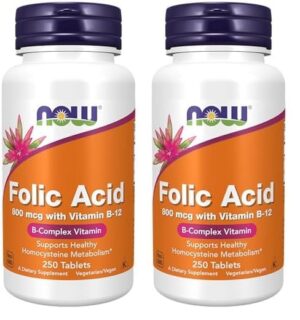 Version 1.0.0 Suplemento ácido fólico y vitamina b12 NOW 250 tabletas