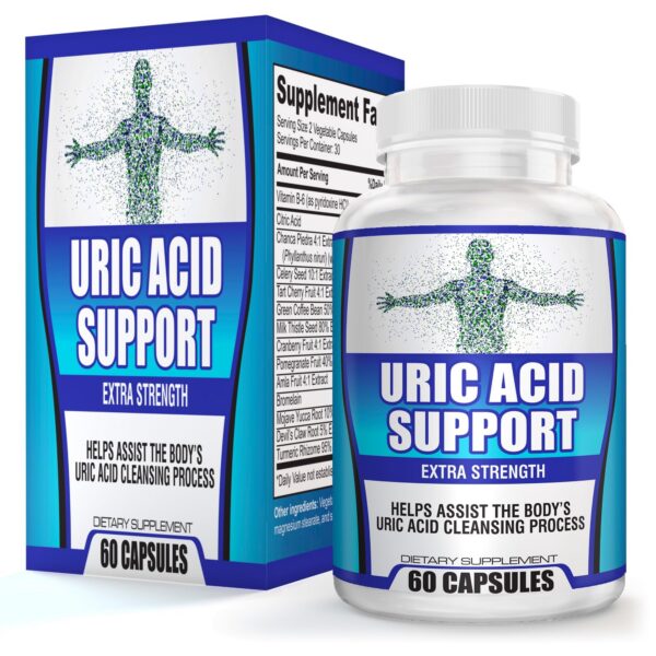 Suplemento para ácido úrico con 14 ingredientes activos en cápsulas