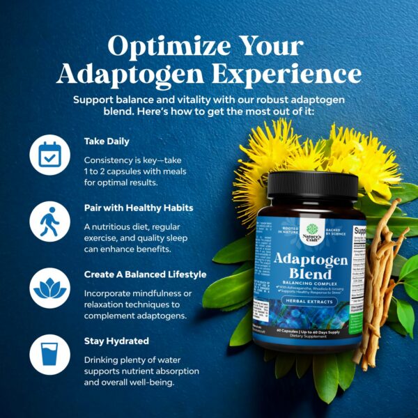 Suplemento adaptógeno Nature's Craft vista lateral frasco