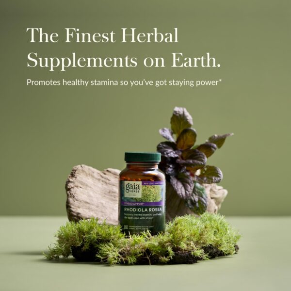 Suplemento adaptógeno Rhodiola para energía y bienestar natural Gaia Herbs
