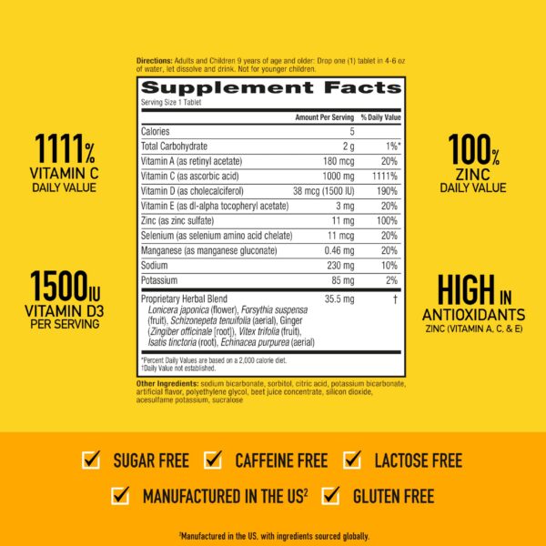 Suplemento Airborne multivitamínico sin azúcar