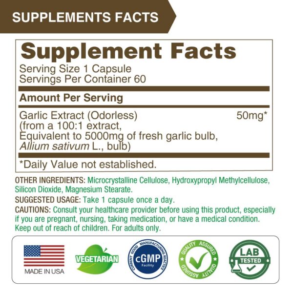 Suplemento ajo concentrado Lovita sin olor apoya sistema inmune y presión