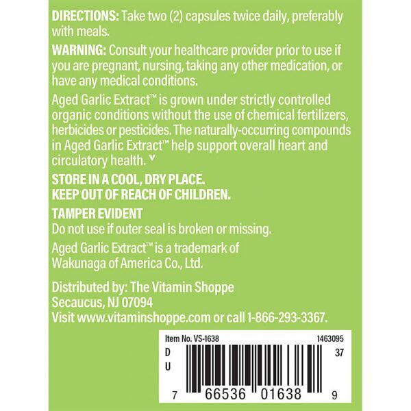 Suplemento ajo curado sin olor con soporte cardiovascular