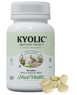 Version 1.0.0 Suplemento de ajo Kyolic orgánico Maxi Health caja frontal