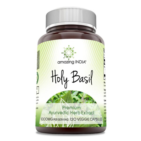 Suplemento albahaca sagrada 500mg cápsulas vegetarianas Amazing India