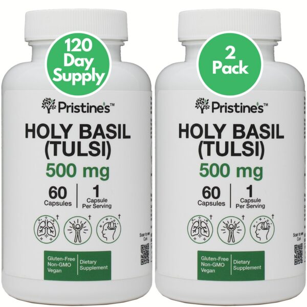 Version 1.0.0 Suplemento Albahaca Sagrada PRISTINE'S botella frontal