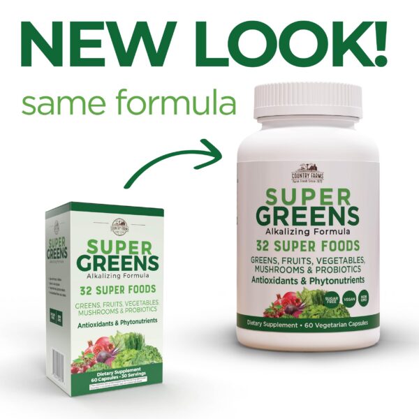 Cápsulas whole food suplementos superalimentos Country Farms Super Greens