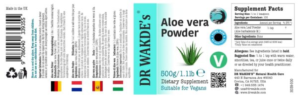suplemento de aloe vera dr wakde polvo secado al aire bolsa 1kg