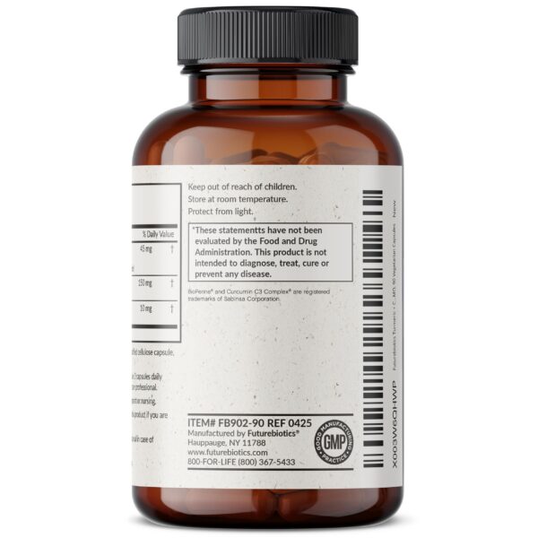 Suplemento de alta calidad Futurebiotics cúrcuma sin GMO ni gluten
