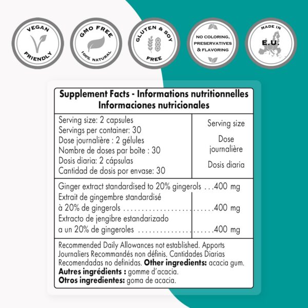 Suplemento alta potencia 20 por ciento gingerol Supersmart
