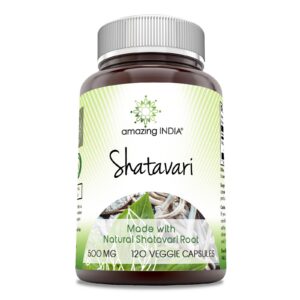 Suplemento Amazing India Shatavari natural 500 mg cápsulas vegetarianas