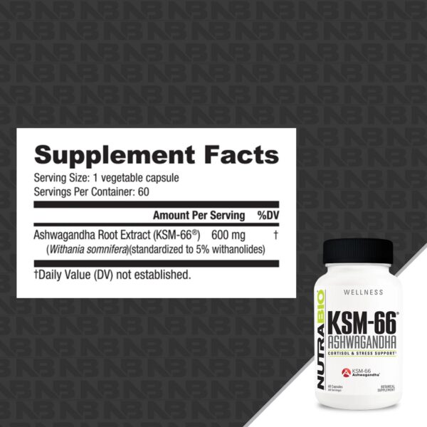 Suplemento para mejorar el ánimo y concentración NutraBio Ashwagandha