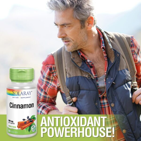 Frasco de suplemento antioxidante con extracto de canela SOLARAY