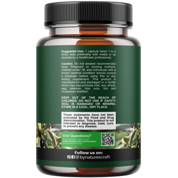 Suplemento antioxidante Natures Craft cápsulas hoja de olivo