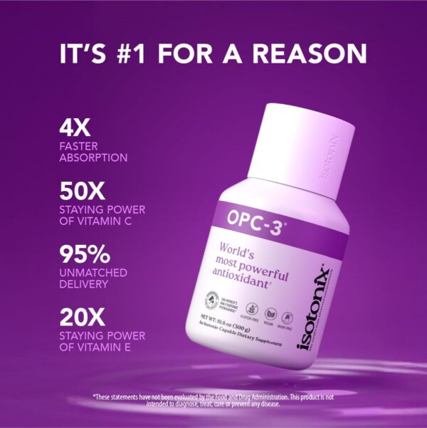Suplemento antioxidante OPC-3 Isotonix vista lateral