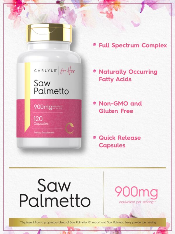 Suplemento antioxidante Saw Palmetto para salud femenina